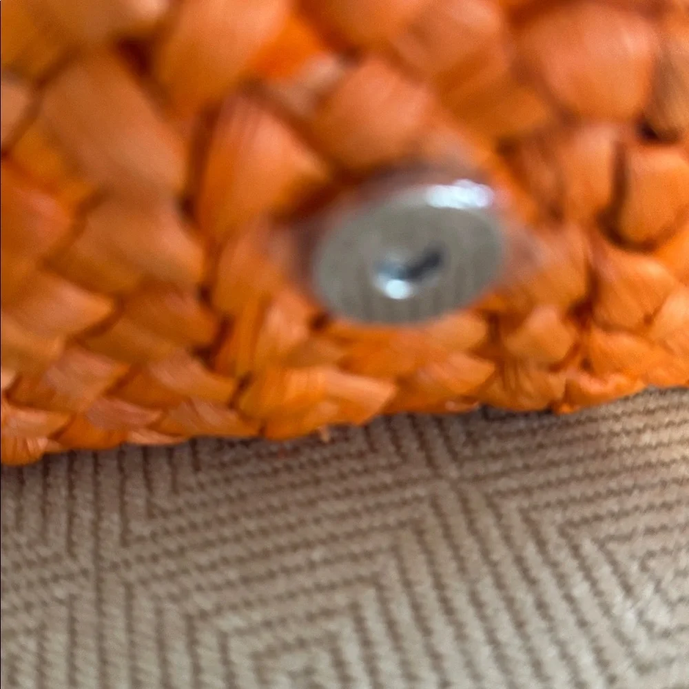 Colorful Orange Woven Straw Clutch